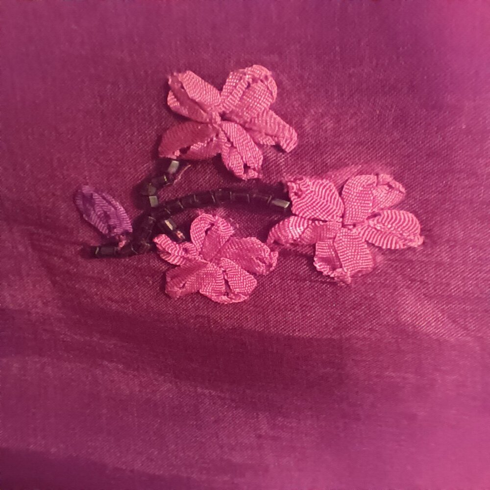 Ann Taylor Silk Skirt Burgandy with Pink Flowers Size 6 - Picture 4 of 7